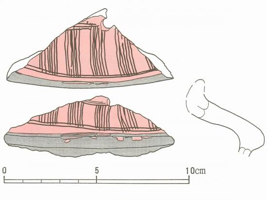 画像：甲ッ原遺跡出土・彩色土器の実測図
