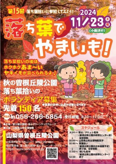 画像：曽根丘陵公園イベント「落ち葉でやきいも！」のご案内