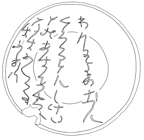 画像：ケカチ遺跡出土・和歌刻書土器（実測図）