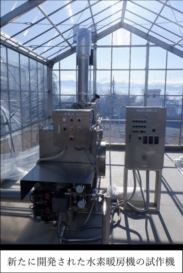 新たに開発された水素暖房機の試作機