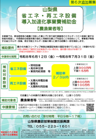 【第6次追加募集】省エネ・再エネ設備導入加速化事業費補助金チラシ