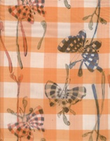 生地見本　絵甲斐絹　「蝶と山菜」