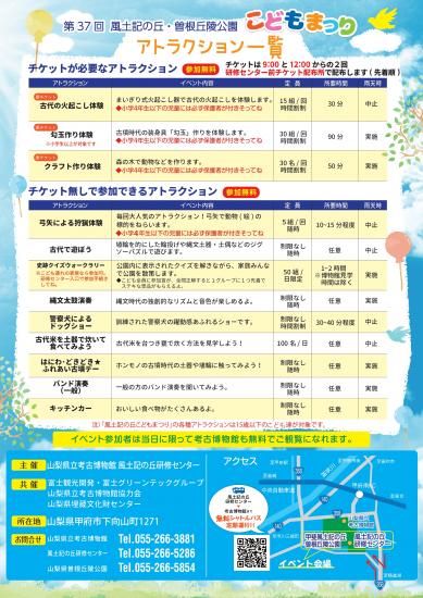 画像：風土記の丘こどもまつりのご案内（裏）
